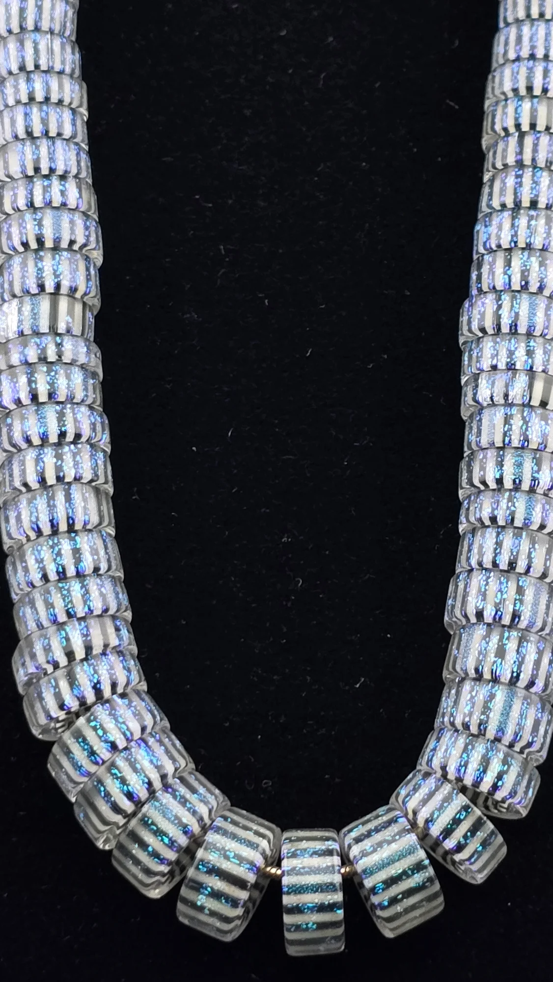 Black/White striped beads with dichro
