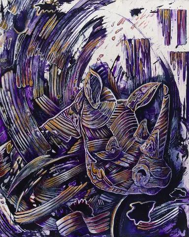 Miss You by Molly Gardner, a canvas print in purple with pale flowing forms