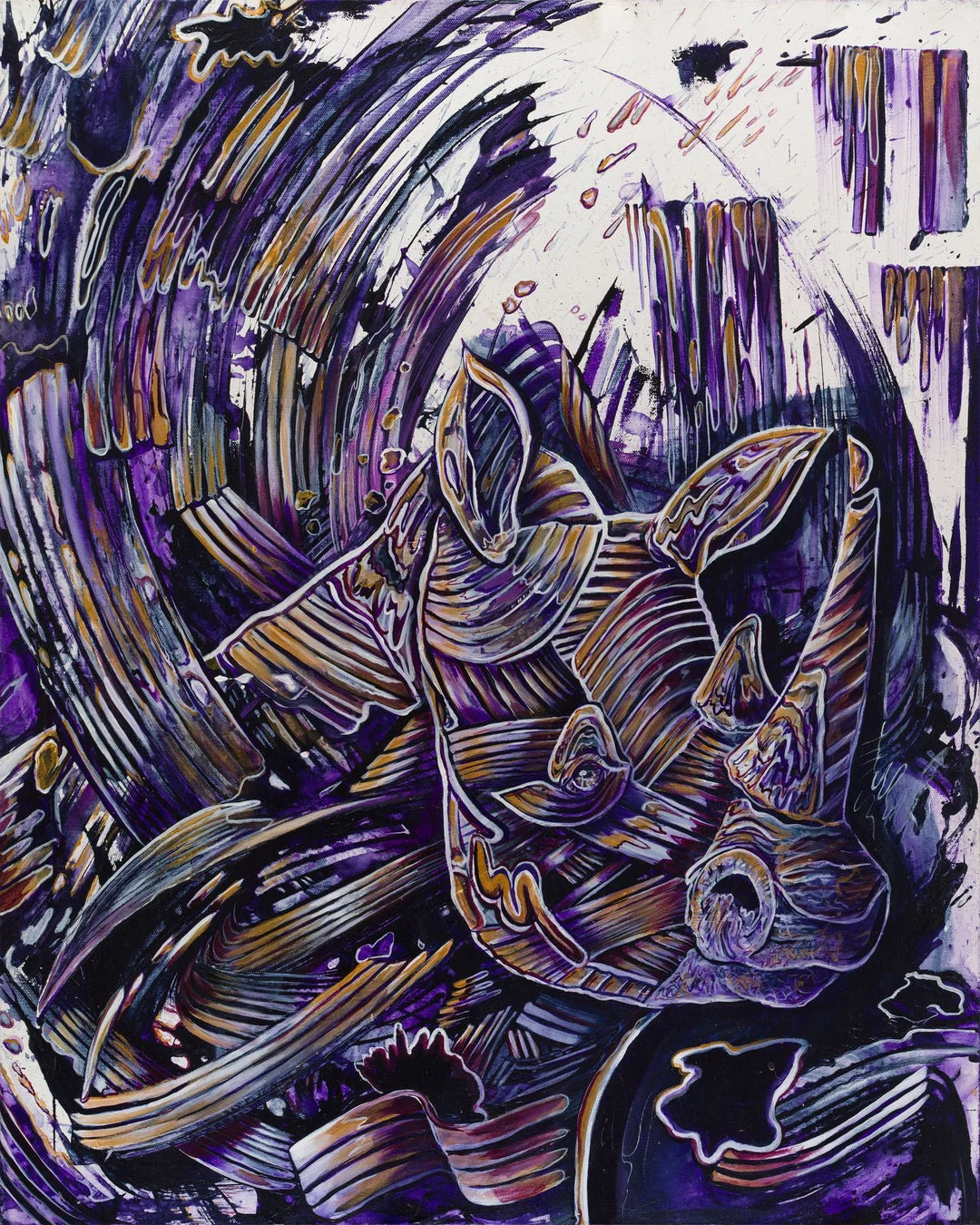 Miss You by Molly Gardner, a canvas print in purple with pale flowing forms