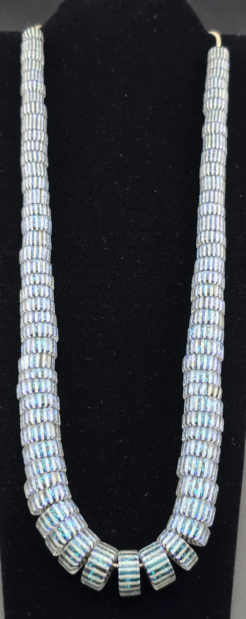 Black/White striped beads with dichro
